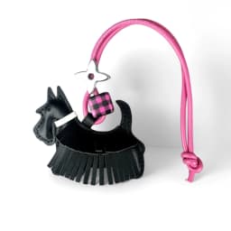 Trendy PU Leather Schnauzer Bag Charm with Tassel Fringe & Plaid Beads –Unique Car/Bag Accessory/Cute Ornament for Dog Lovers