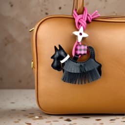 Trendy PU Leather Schnauzer Bag Charm with Tassel Fringe & Plaid Beads –Unique Car/Bag Accessory/Cute Ornament for Dog Lovers