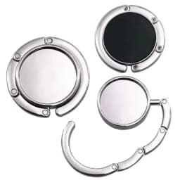 Outdoor Portable Folding Bag Hanger Handbag Hook Holder Table Hook Crystal Alloy Purse Bag Holder Circle Shape Bag Accessories