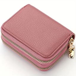 Women's Double Zipper Wallet Fashion Short Credit Card Holder with Large Capacity Coin Purse