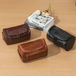 Leather Toiletry Bag for Men Women Dopp Kit Mens Hanging Toiletry Bag Travel Toiletry Bag for Traveling Large Cosmetic Bag for T