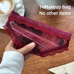 New Briefs Shape Cosmetic Bag Mesh Lace Heart Makeup Storage Pouch Y2K Transparent Toiletry Bag Storage for Travel