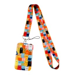 Black Cat Card Holder Lanyard Cartoon Animals Neck Strap Credit Card Case ID Badge Holders Credentials Protection Card Cover