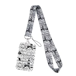 Black Cat Card Holder Lanyard Cartoon Animals Neck Strap Credit Card Case ID Badge Holders Credentials Protection Card Cover