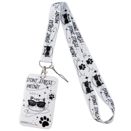 Black Cat Card Holder Lanyard Cartoon Animals Neck Strap Credit Card Case ID Badge Holders Credentials Protection Card Cover