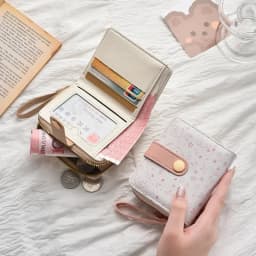 1pc Cute Cat Girls Wallet Short Student ID Bank Card Holder Money Bag Zipper Wallets for Women Key Storage Purse Coin Purse