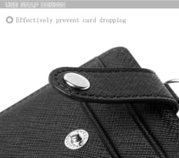 PU Leather Slim Minimalist Wallet ID Card ID Card Holder, Retractable Lanyard Neck Strap with 1 ID Window and 2 Card Slot