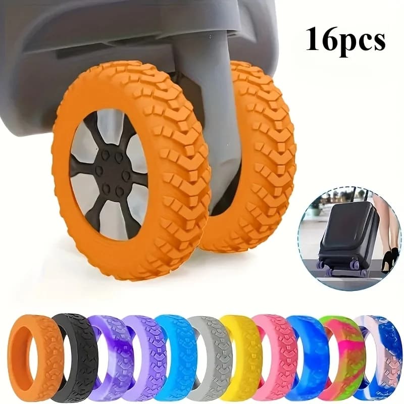 16pcs Suitcase luggage Wheel Cover - Noise Reduction, Shockproof Suitcase and Office Chair Protective Covers, Travel Accessories