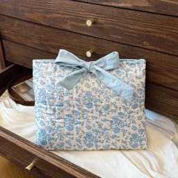 1PC Floral Quilted Makeup Bag with Bow Large Capacity Multifunctional Practical Lightweight College Style Unsealed Lined