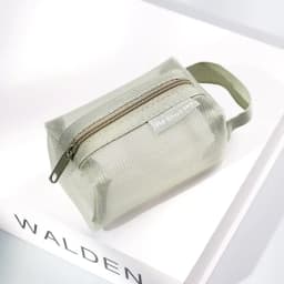Mini Clear Nylon Mesh zipper Cosmetic Bags Cute Women Small Lipstick Makeup Bags Pouch Data Line Key Earphone Organizer Case
