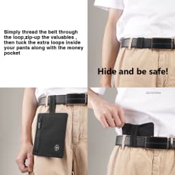 RFID Blocking Money Belt Travel Pouch, Small Wallet for Credit Card, ID, Cash, Concealed Bag Holder for Women & Men