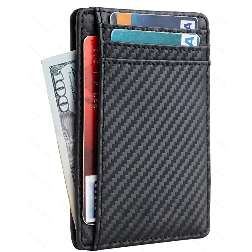 Men's Ultra-thin RFID Blocking PU Leather Wallet Credit Card ID Card Holder Portable Men's Minimalist Business Card