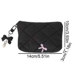 Quilted Bow Makeup Bag, Portable Travel Pouch for Lipstick, Earphones, and Small Items, Exquisite Handheld Clutch