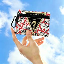 G-Guess-s logo White Oxford Cloth Zipper Coin Purse Lightweight Hanging Key Pouch Card Holder For Daily Use