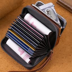 Women's Wallet Fashionableand Minimalist Wrist Strap Short Zero Wallet RetroVersatile LargeCapacity Multi Card Pocket Money Clip