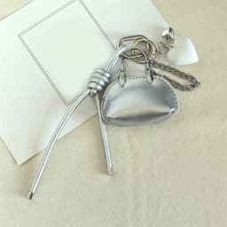 Mini Exquisite Bag Pendant Chain Shell Bag Keychain PU Leather Silver Bag Decor Creative DIY Women Bags Accessories