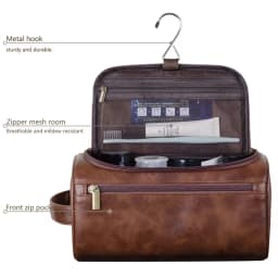NEW Leather Toiletry Bag for Men Women Dopp Kit Mens Hanging Toiletry Bag Travel Bag for Traveling Large Cosmetic Bag for T