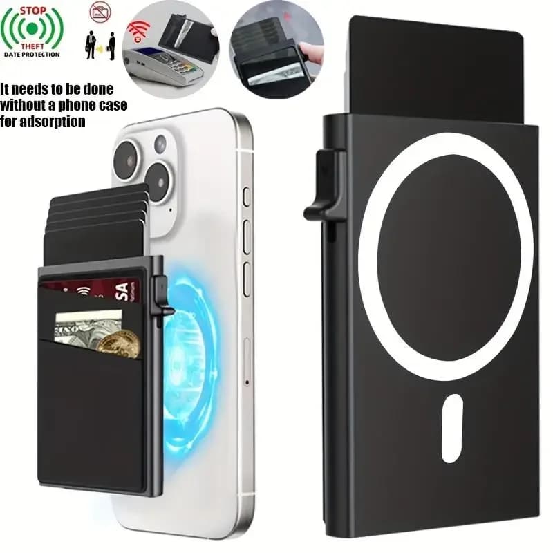 1 Pc Slim Pop-Up Card Holder with Print for Men, RFID Blocking Wallet Magnetic Slim Automatic Pop-up Card Holder for The Phone