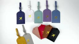Stamped Leather Business Luggage Tag Suitcase Address Label Luggage Boarding Case Label Name ID Address Clip Travel Accessories