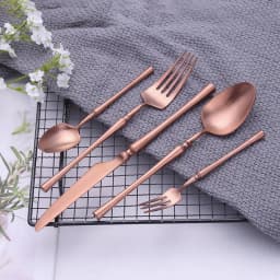 5 Pieces Knife Fork Spoon Set Gold Cutlery Complete Stainless Steel Tableware Matte Black Dinnerware Sliver Kitchen Utensils