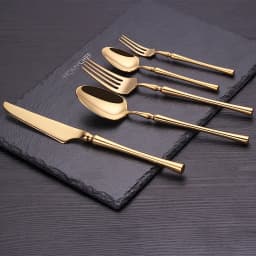 5 Pieces Knife Fork Spoon Set Gold Cutlery Complete Stainless Steel Tableware Matte Black Dinnerware Sliver Kitchen Utensils
