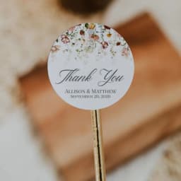 Custom Wedding Baptism Stickers Personalized Waterproof Round Gift Tags Bridal Shower Gift Thank You Stickers