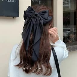 Elegant Large Bow Ribbon Hair Clip for Women Fashion Simple Solid Satin Spring Clip Ponytail Bow Hairpin Girls Hair Accessories