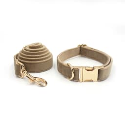 Light Coffee Velvet Harness for Dogs Personalized Mini Size Collar for Cat Tiny Dogs Soft Adjustable Bowtie Collar and Leash Set