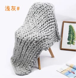 Handmade Chunky Knit Blanket Large Thick Wool Bulky Knitting Throw for Bedroom Decor Pet Bed Chair Mat Rug Grey