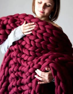 Handmade Chunky Knit Blanket Large Thick Wool Bulky Knitting Throw for Bedroom Decor Pet Bed Chair Mat Rug Grey