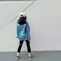 2022 Autumn Spring Fall Boys Casual Cartoon Denim Kids Jackets Turn-down Collar Long Sleeve Coat Girls Loose Tops for Teens