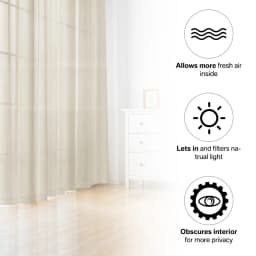 Natural Linen Voile Curtain 132CM Drop Net Curtains Light Filtering Window Sheer Shades Sheer Curtains for Bedroom Living Room