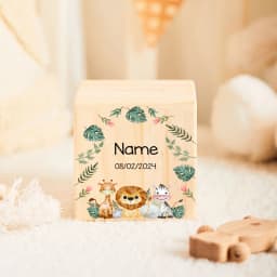 Personalized Wooden Money Box for Kid Jungle Animal Baby Money Box Delightful Gift for Birth Customized Piggy Bank Easter Gifts