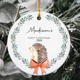 First Christmas Baby Ornament Gift Personalized Ceramic Christmas Ornament Holiday Keepsake Ornament Custom Baby Keepsake