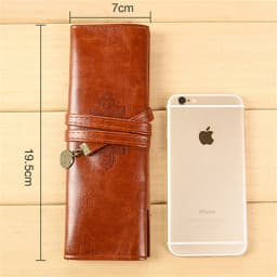 Fashion Vintage Roll PU Leather Pencil Case Twilight Pen Pouch Student Stationery Gift Woman Cosmetic Storage Bag Pencilcase