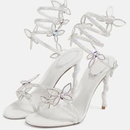 Aneikeh Sexy CRYSTAL Flower Narrow Band Ankle Strap Sandals Woman Thin High Heels Street Style Pole Dancing Ladies Shoes