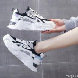 Large Size Autumn Fashion Breathable Lightweight Casual Comfortable Women's Shoes Versatile Flat Bottom Women's Sports Dad Shoes