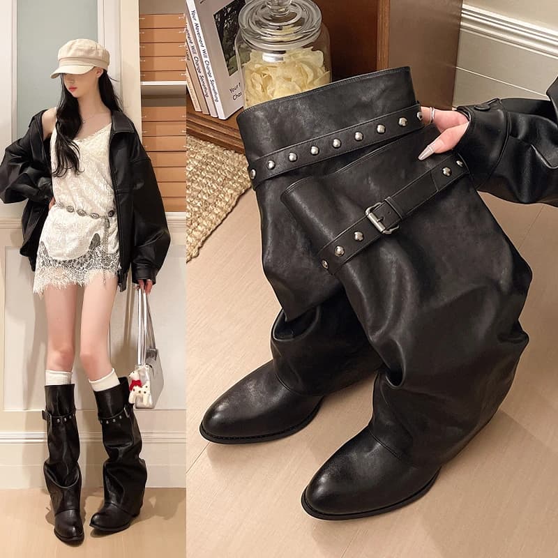 Long Rivet Long Boot - 2026 New Style Round-toe Retro Stylish Long Boot