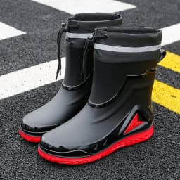 2026 Men's new short tube water boots, waterproof shoes, anti slip thick soled rain boots, outdoor work rain boots