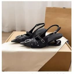 2026 New Pointed Toe High Heels Women Wear Belt Buckle Baotou Cold Slippers Half Drag Back Empty Single Shoes For Women Shoes