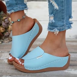 2026 Women Wedge Slippers New Fashion Summer Slippers Open Toe Breathable Sandals Comfortable Buckle Woman Shoes Slides Women