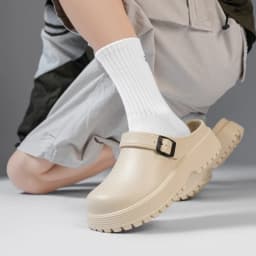 Thick-Soled Slippers for Men 2026 Summer New Style Slip-On Lazy Outdoor Non-Slip Height-Increasing Retro Closed-Toe Slippers