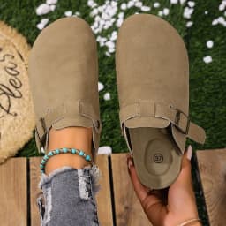 Cork Footbed Clogs for Women Men Fashion Leather Mules Comfort Potato Shoes with Arch Support Indoor Outdoor Flat Slides