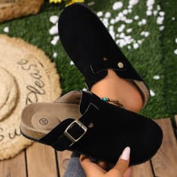 Cork Footbed Clogs for Women Men Fashion Leather Mules Comfort Potato Shoes with Arch Support Indoor Outdoor Flat Slides
