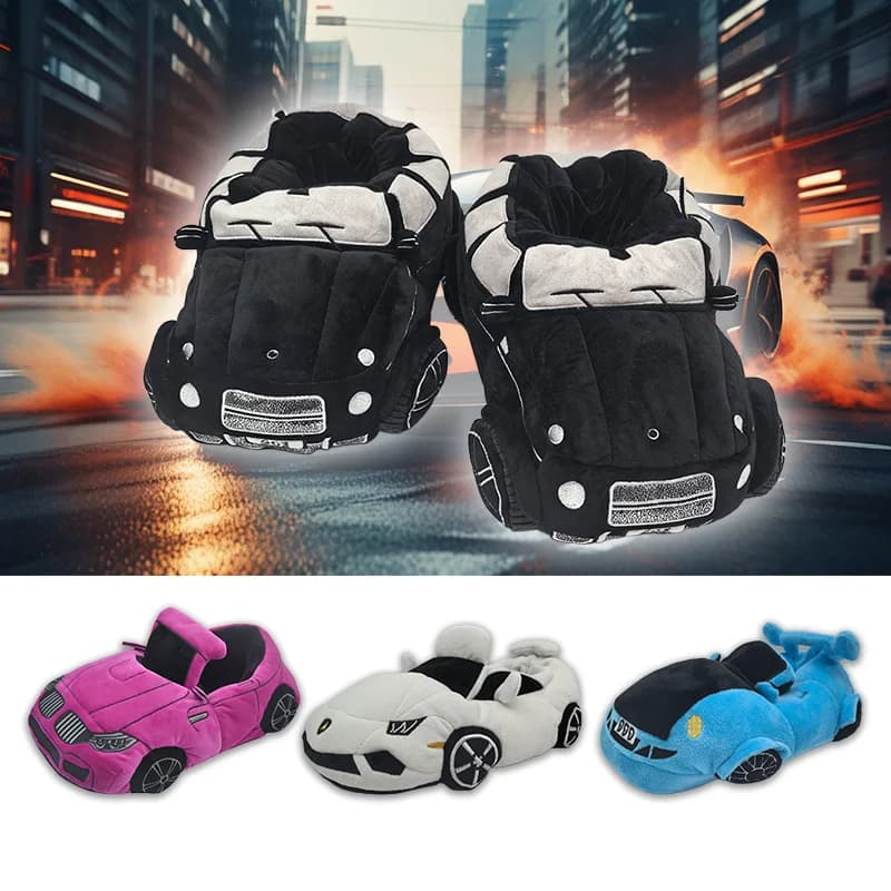 2025 New Multi-style Car-shaped Plush Shoes Winter Autumn Sport Car Stuffed Shoes Men Women Indoor House Slipper Christmas Gift