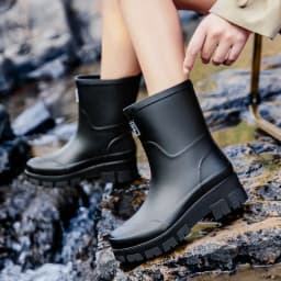 2026Fashionable Korean Women's Mid-Calf Rain Boots Thick Bottom Wear-Resistant Anti-Slip Waterproof Car Wash Shoes Water-Proof