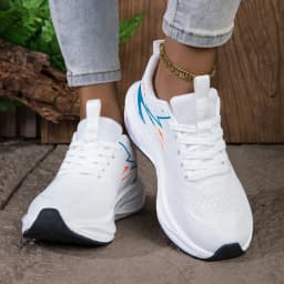 Women's Breathable Mesh Running Sneakers, Lightweight Cushioning Wedge-Shaped Thick-Soled Casual Running Shoes, Non-Slip Rubber Outsole, Walking Training Shoes, Trendy White and Blue Color Scheme, Daily Jogging Fitness Casual Shoes