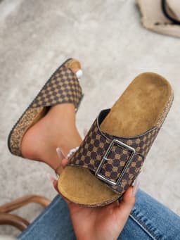 Women's Youth Mules New Spring/Summer Retro Casual Slip-On Shoes with Cork Texture Pu Upper, Double-Strap Half-Slipper Flat Slippers with Adjustable Buckle, Suitable for Indoor Home Wear, Available in Multiple Sizes