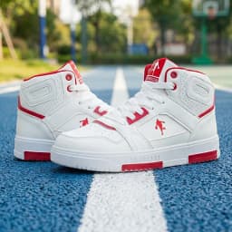 Men's White High-Top Color Block Sneakers, Lace-Up Casual Skate Shoes for Streetwear
