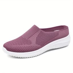 Polyester Backless Slip On Mom Mules Women Breathable Non Slip Soft EVA Insole Low Heel Daily Walking Casual Shoes